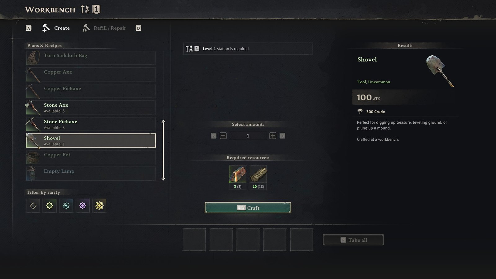 Windrose Shovel Recipe