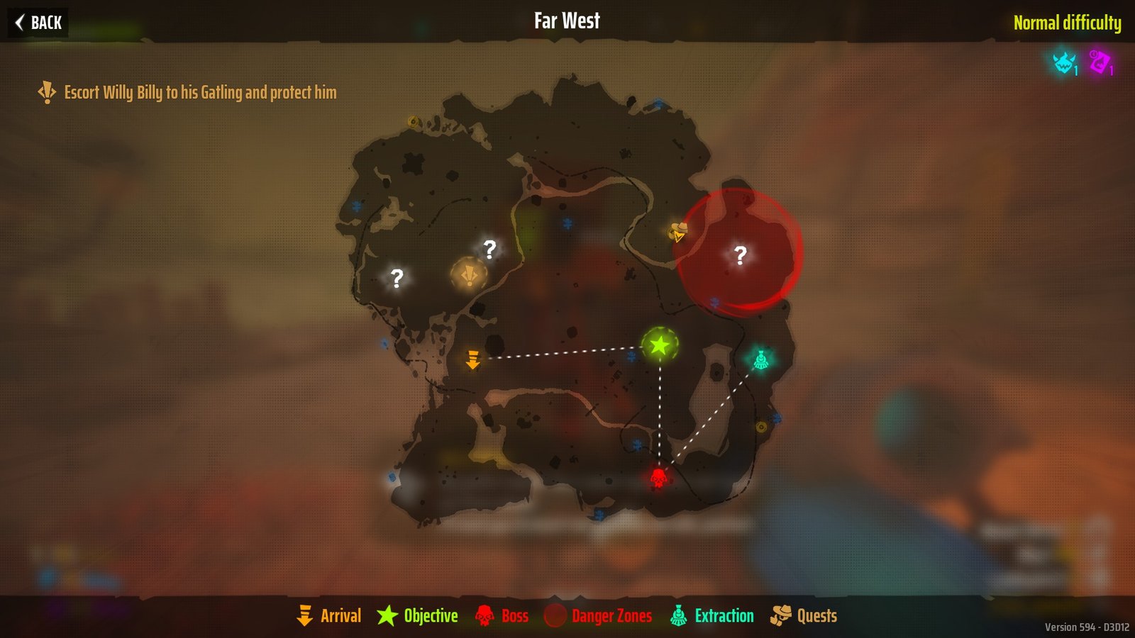 The map marking Willy Billy's third quest