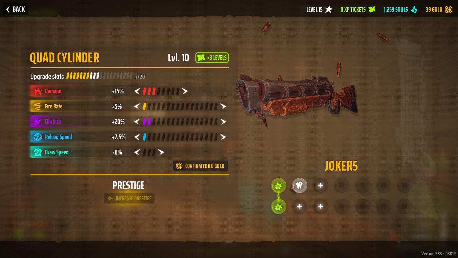 The Quad Cylinder Upgrade Screen in Far Far West