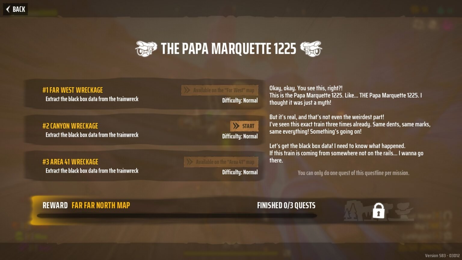 Far Far West Mysterious Trainwreck questline