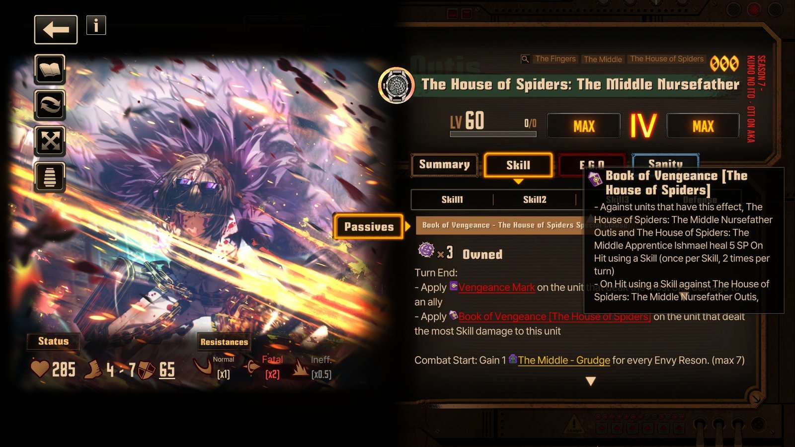 Outis's vengeance passive