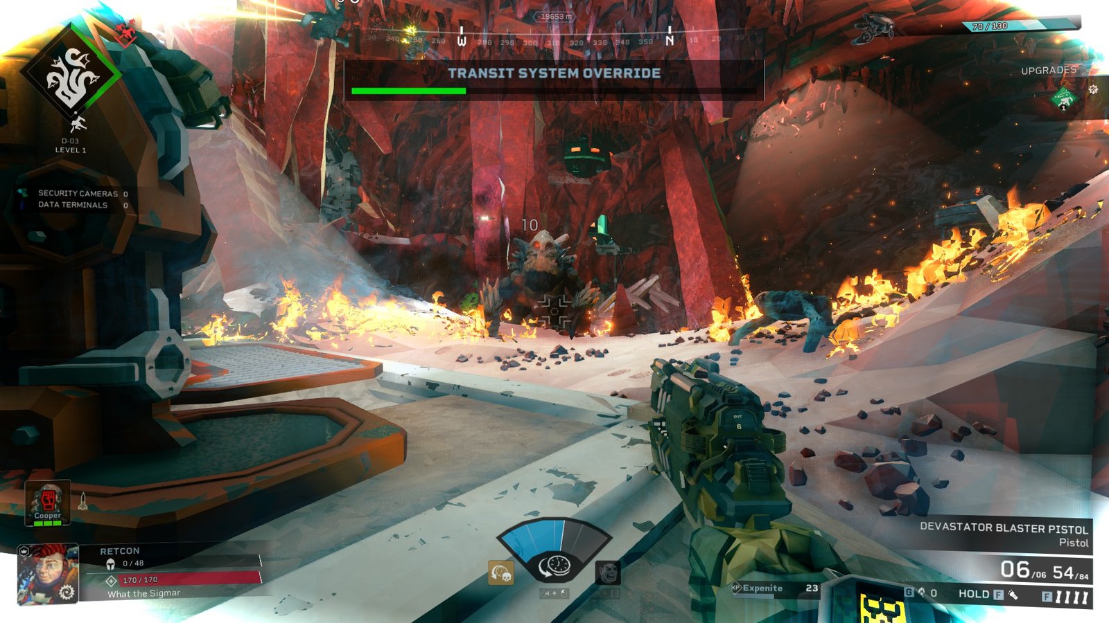 The Retcon throwing fire grenades in Rogue Core
