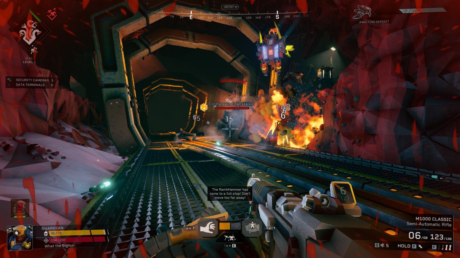 Rogue Core Guardian blowing up enemies