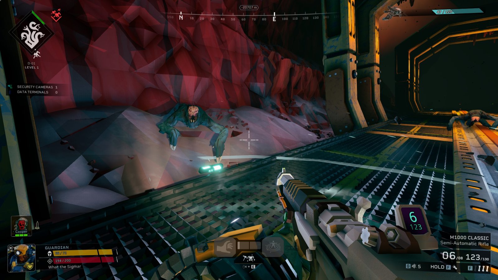 The Rogue Core Guardian pushing back enemies 