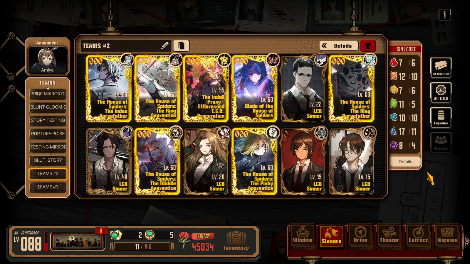 The House of Spiders team comp for BoHoS Ryoshu