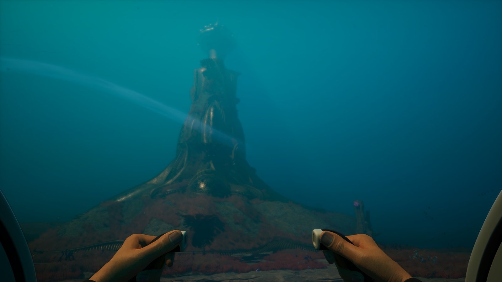 A large alien tower under the sea in Subnautica 2
