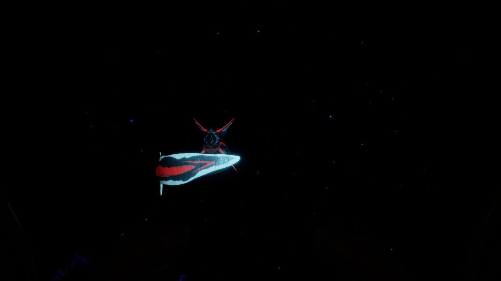 Colorful sea creature surrounded by black from the game Subnautica 2