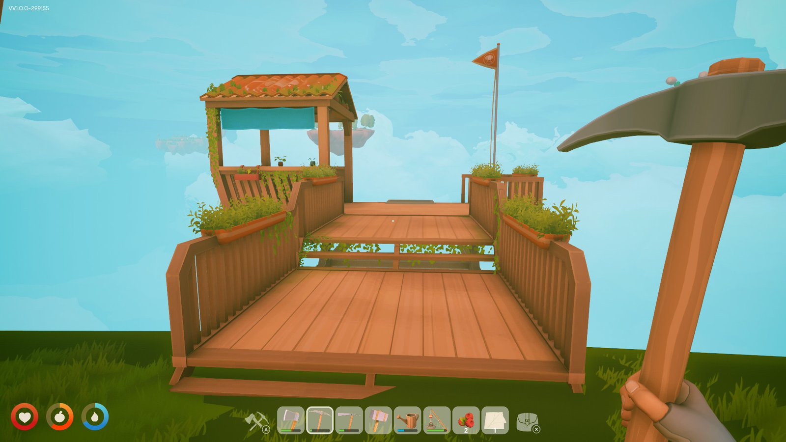 An airship dock in Solarpunk covered in flowers and plants.