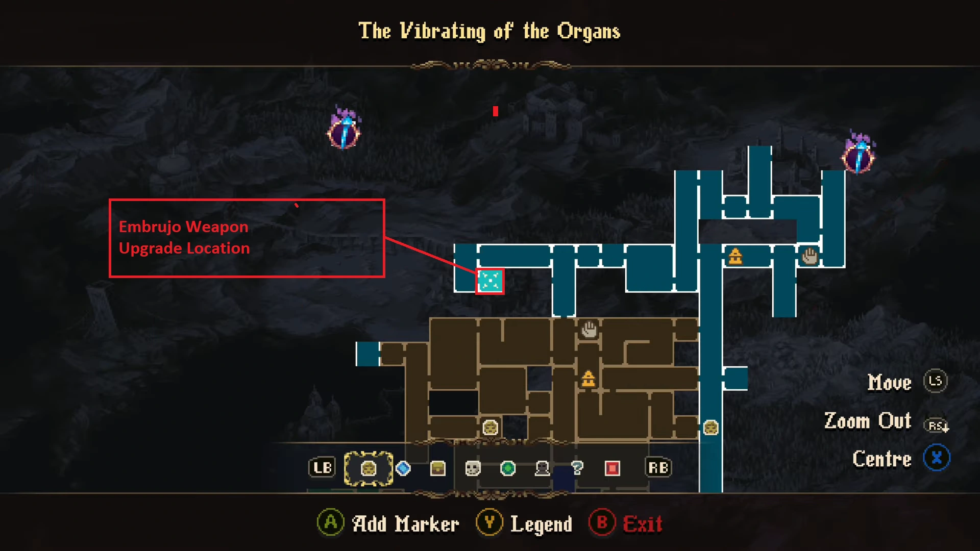Blasphemous 2 Embrujho Weapon Upgrade Location Map