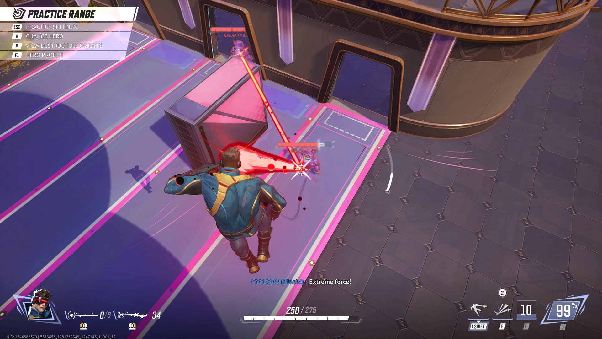 Cyclops floating in Marvel Rivals