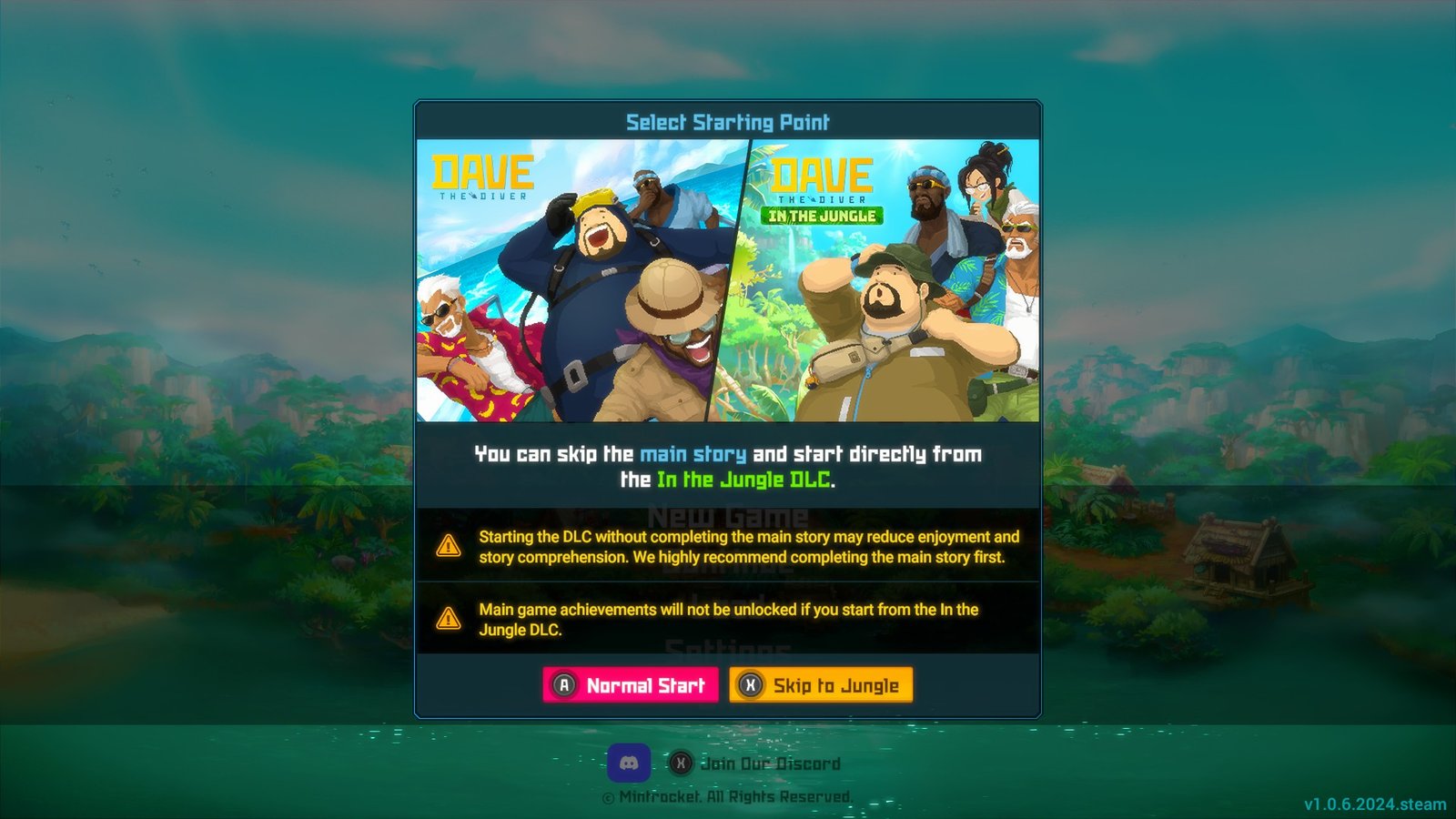 Dave the Diver fresh game options