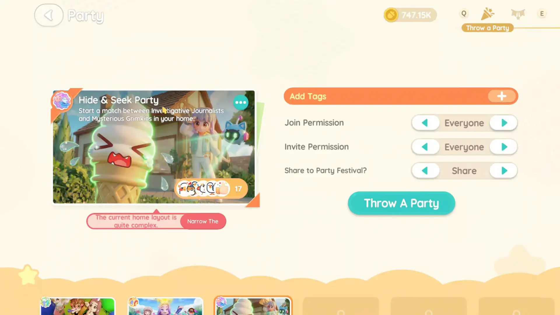 Heartopia Hide and Seek Host Screen