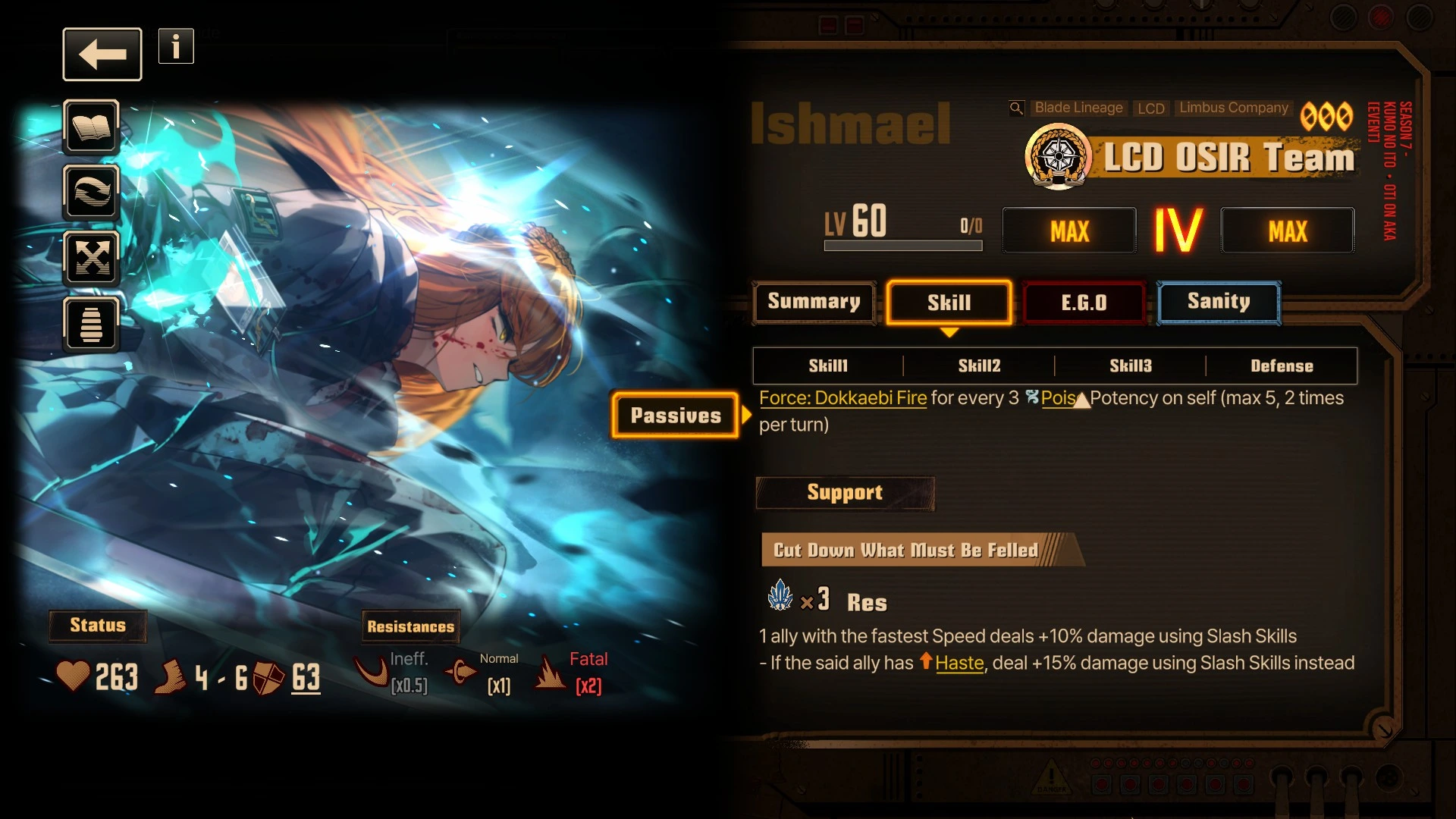 Ishmael's support passive