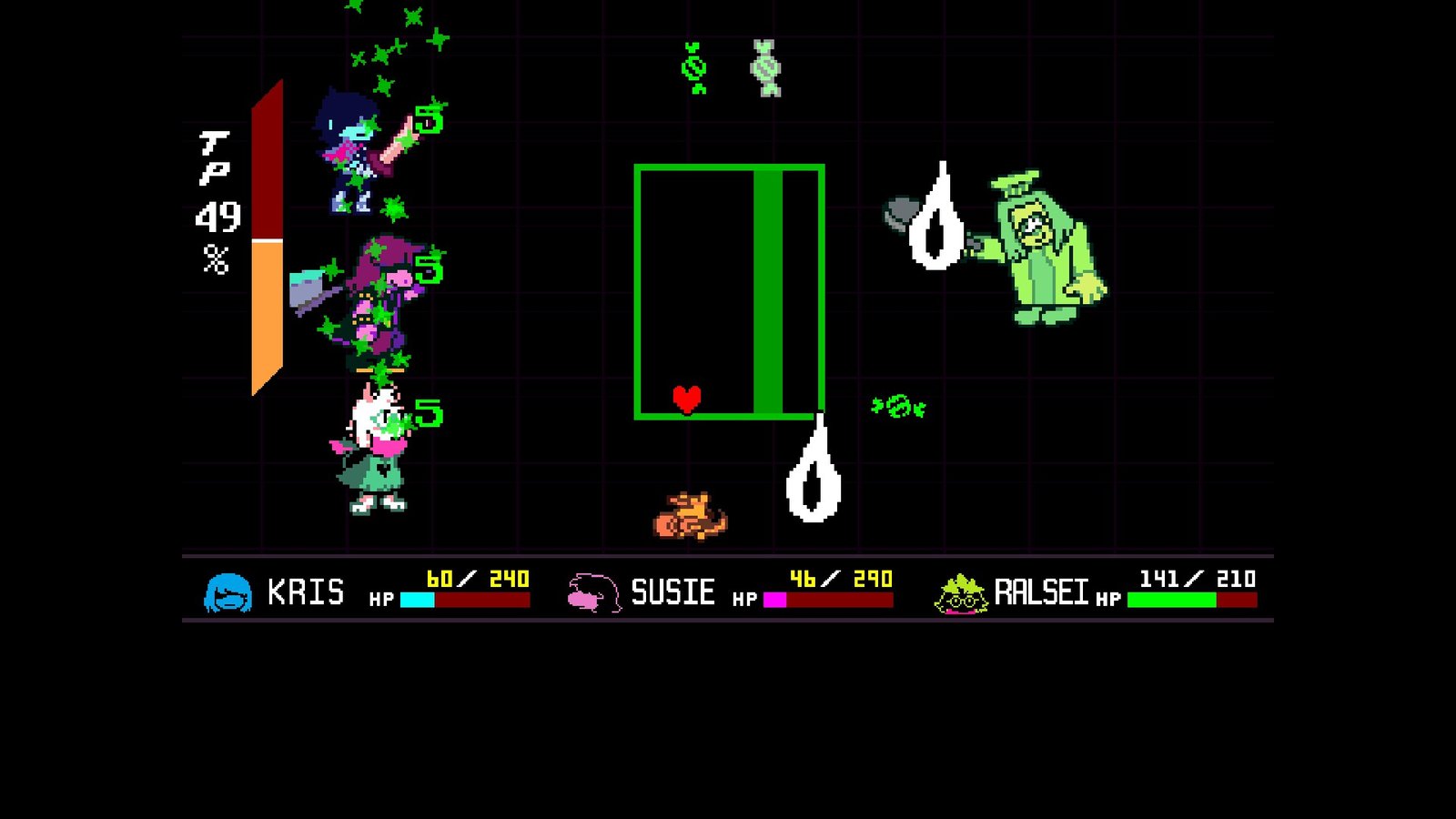 Orange and Green's basic attack in Deltarune Chapter 5