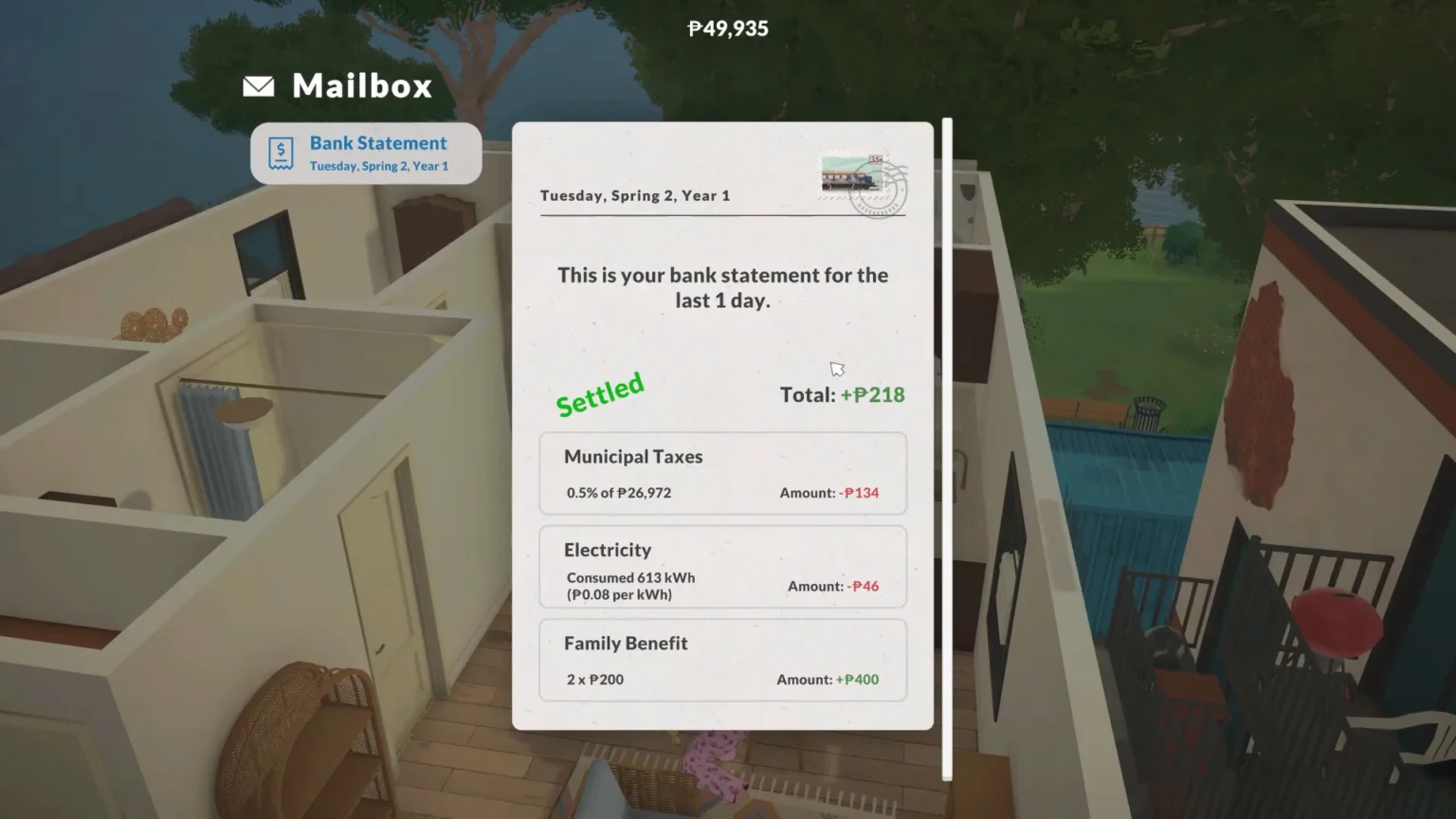 Paralives Bill Paymenty Settled Screen