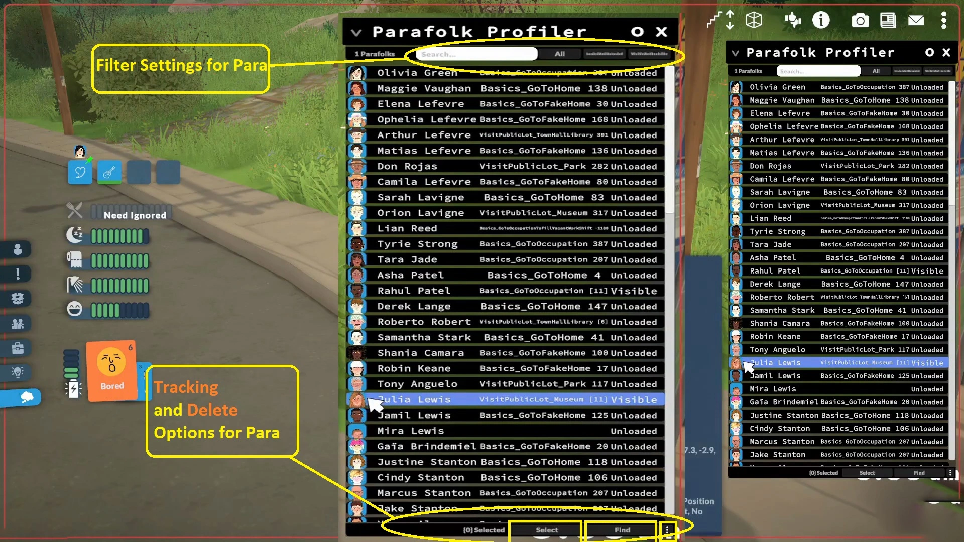 Paralives Parafolk Profiler Delete