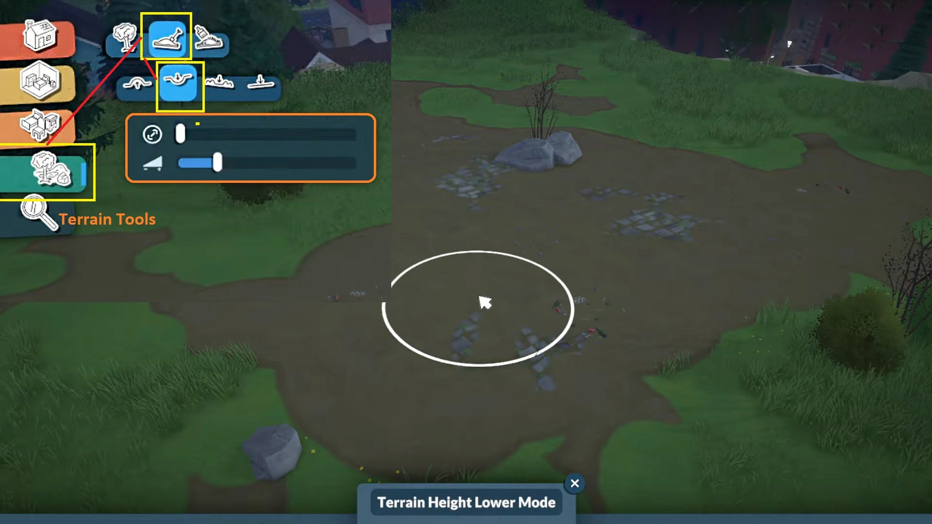 Paralives Terrain Tool Menu Options