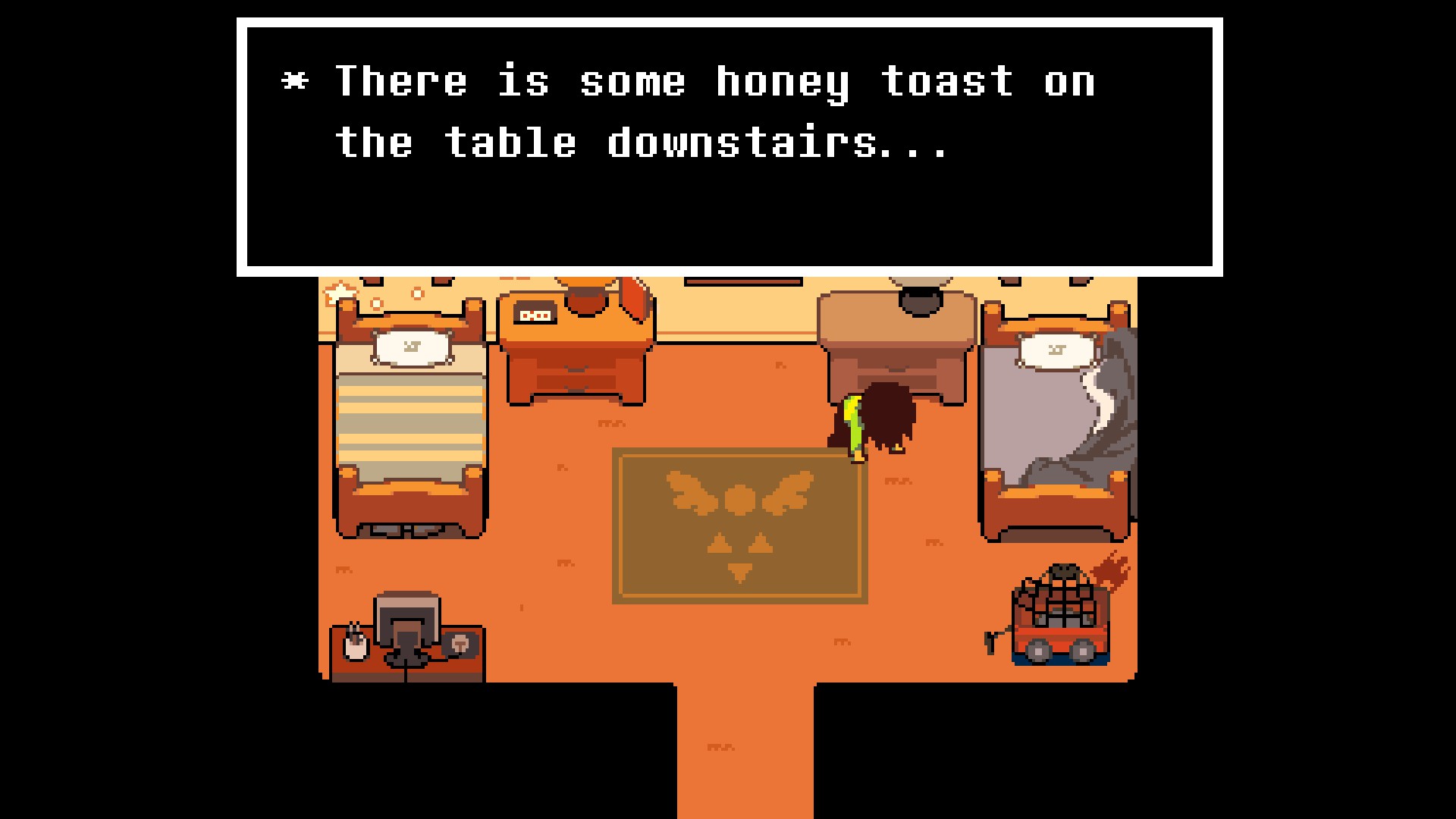 Kris rolling out of bed in Deltarune Chapter 5 Weird Route