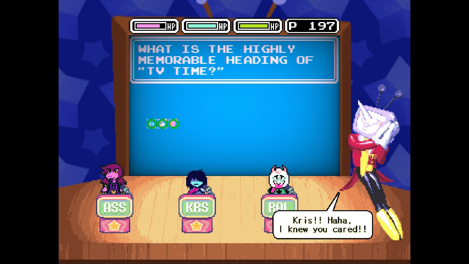 Tenna at the start of Deltarune Chapter 3