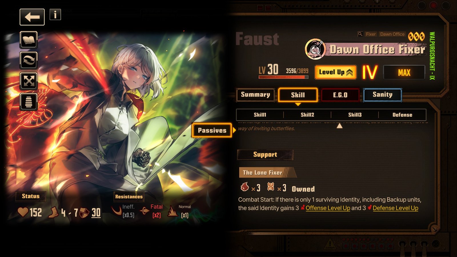 Dawn Office Faust's unique lone buff