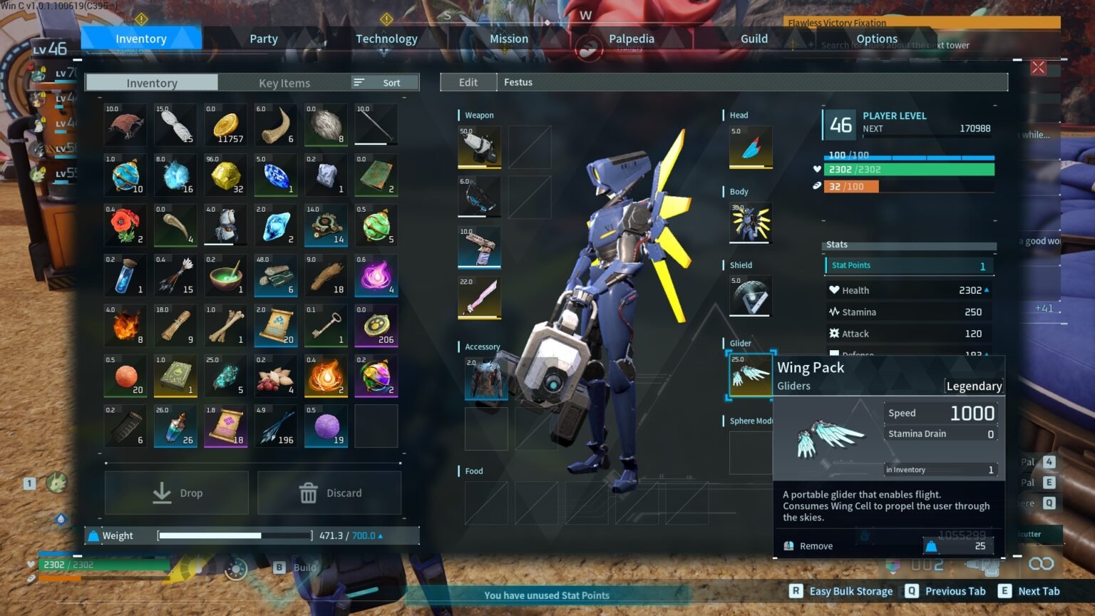 Palworld – How to Get the Wing Pack The Wing Pack ready to use in palworld