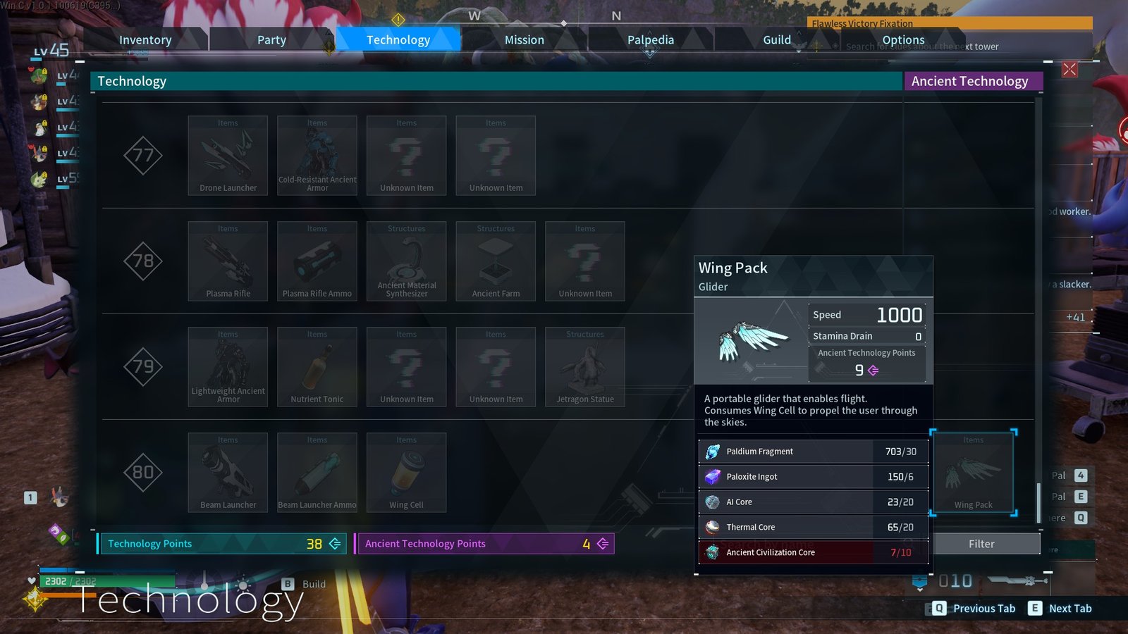 Showing how to get the wing pack in Palworld