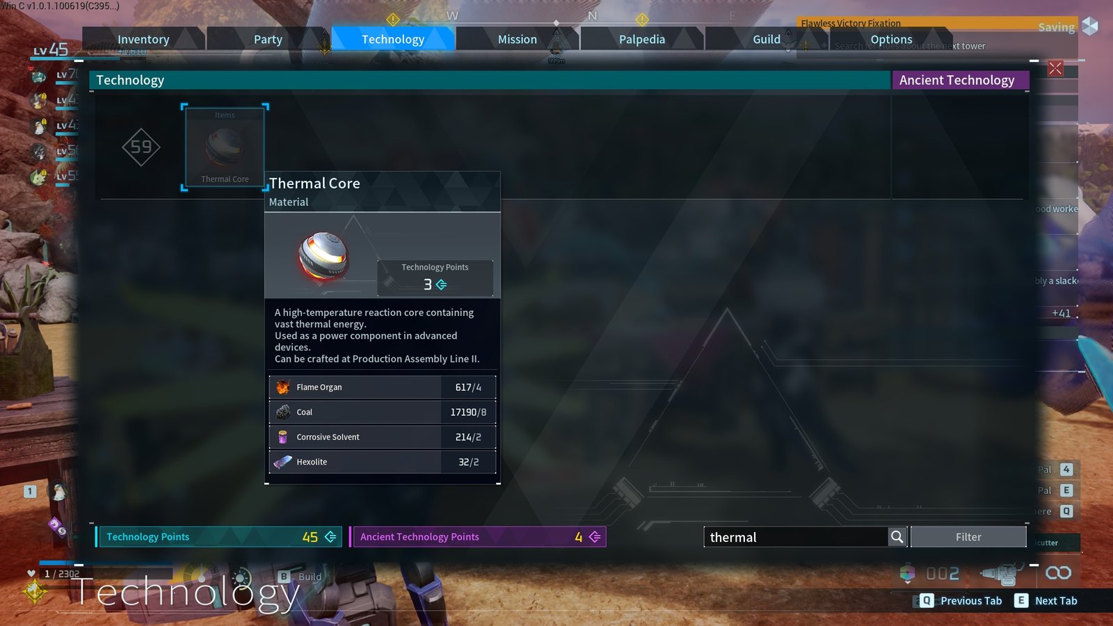 The Thermal Core tech in palworld