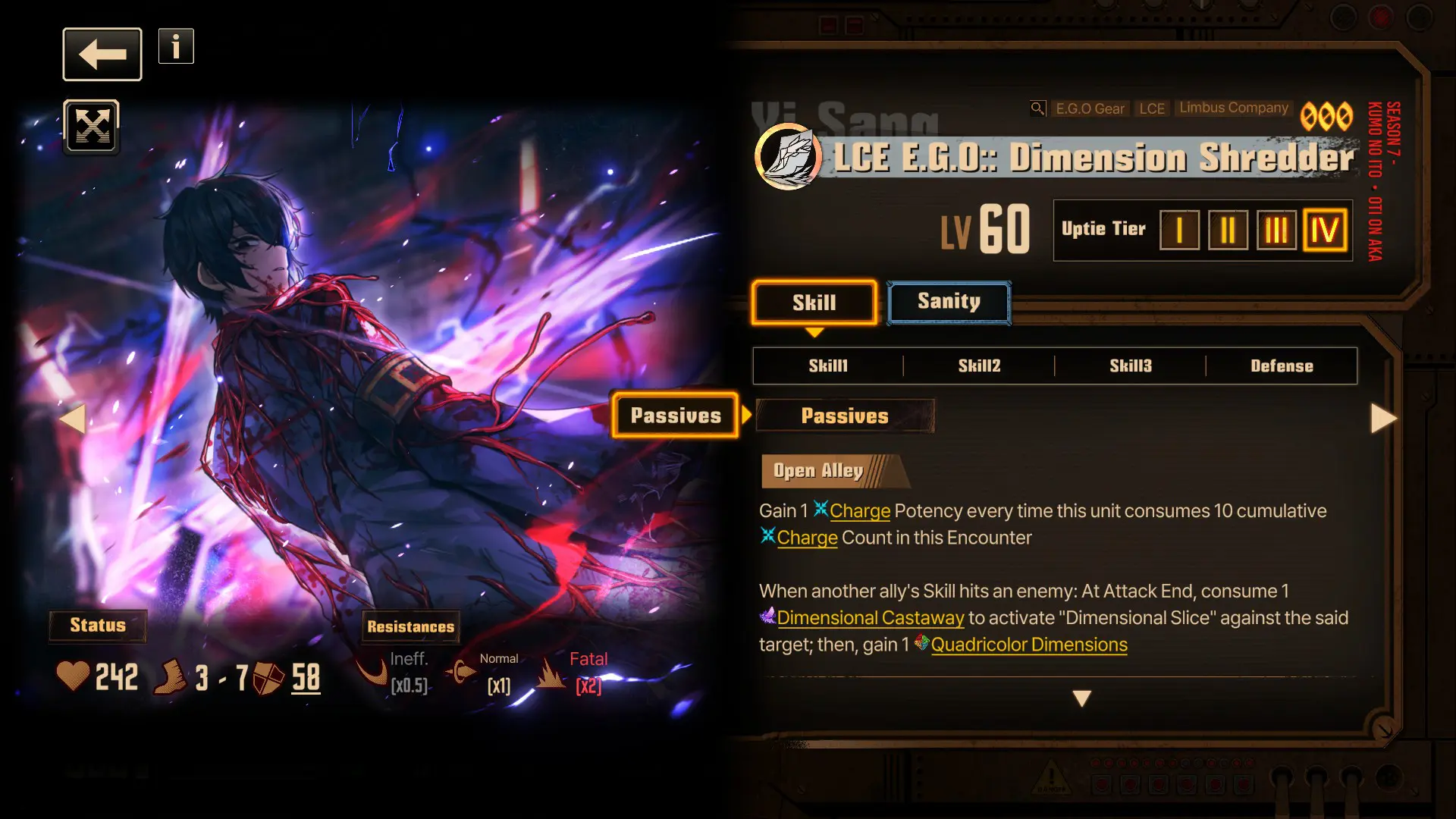 LCE EGO: Dimension Shredder Yi Sang's first passive