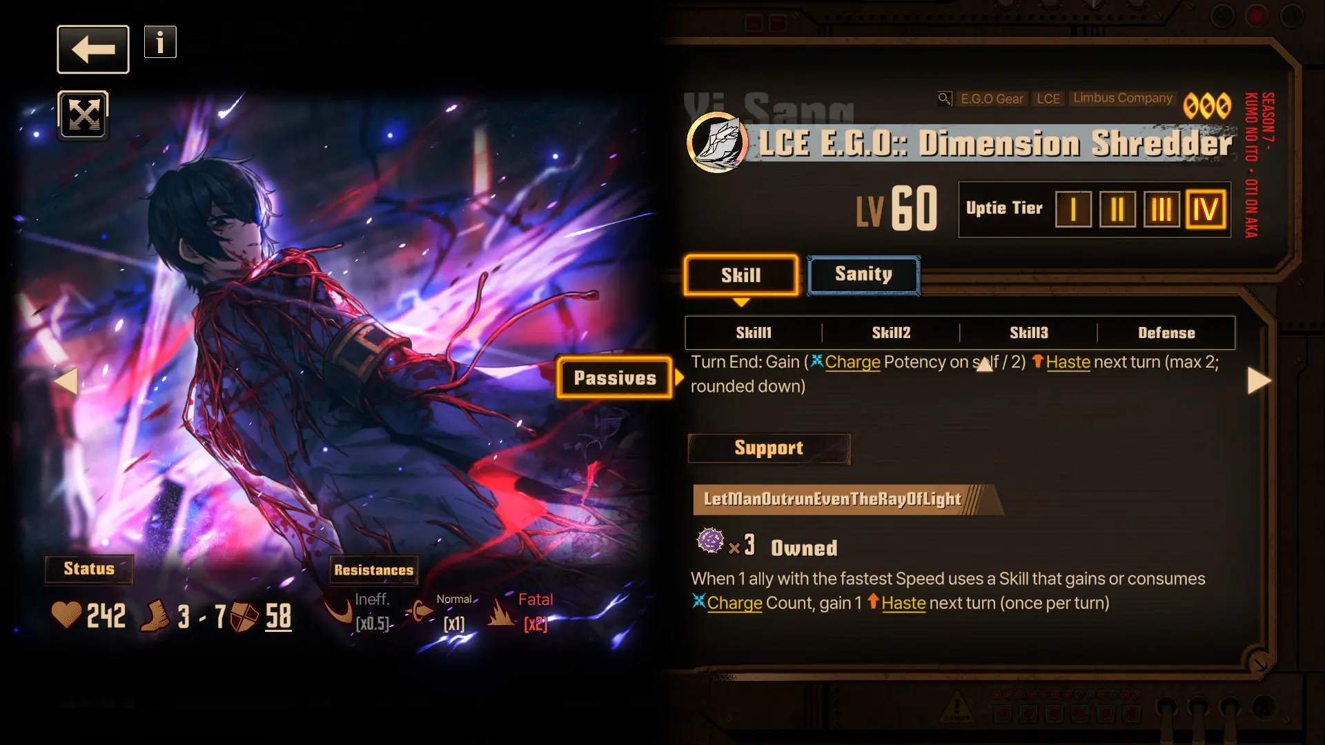 LCE EGO Dimension Shredder Yi Sang's support passive
