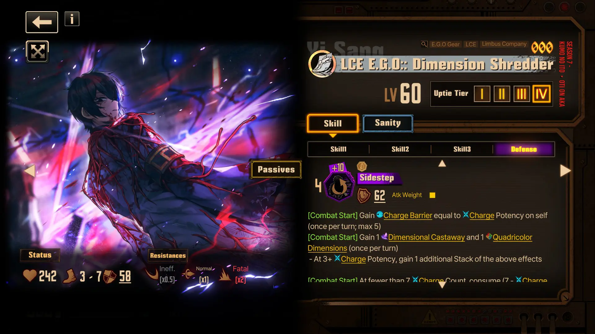 LCE EGO: Dimension Shredder Yi Sang's Defensive Skill