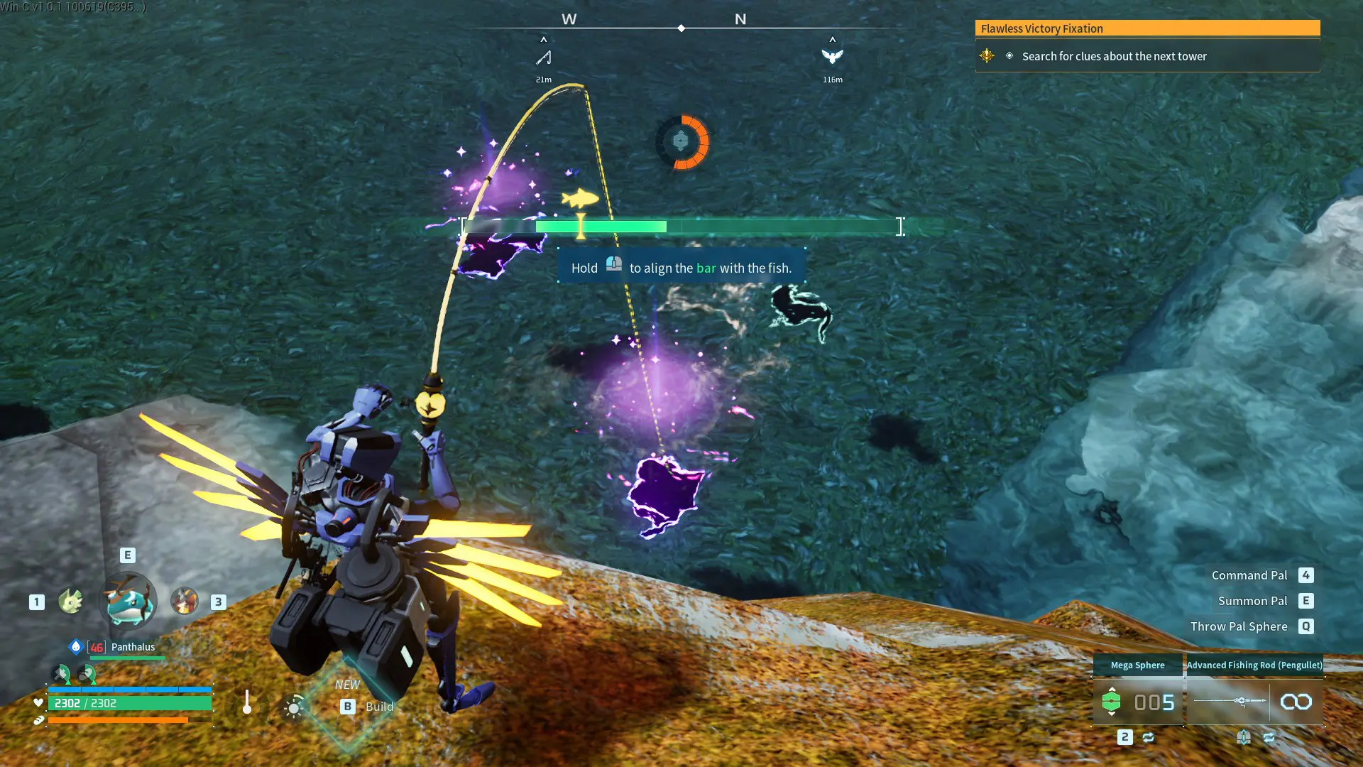 The fishing tutorial in palworld