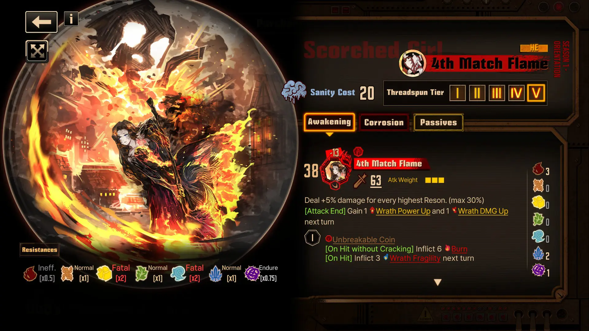 Fourth Match Flame Rodion's Uptie Menu