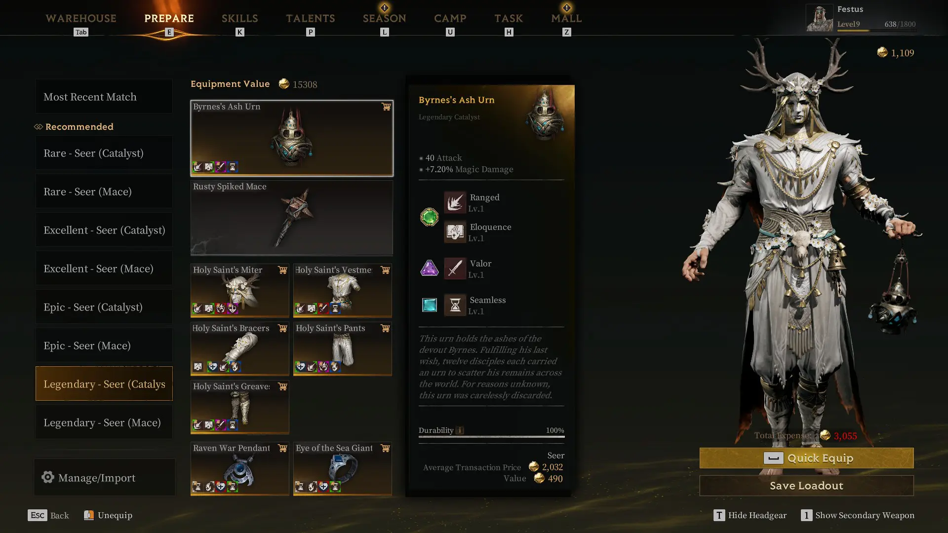 The best seer build gear for Reverent