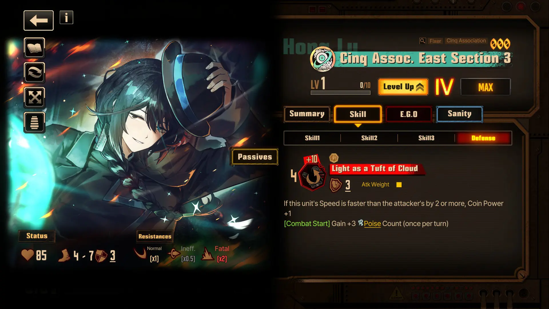 Cinq East Hong Lu defensive Skill