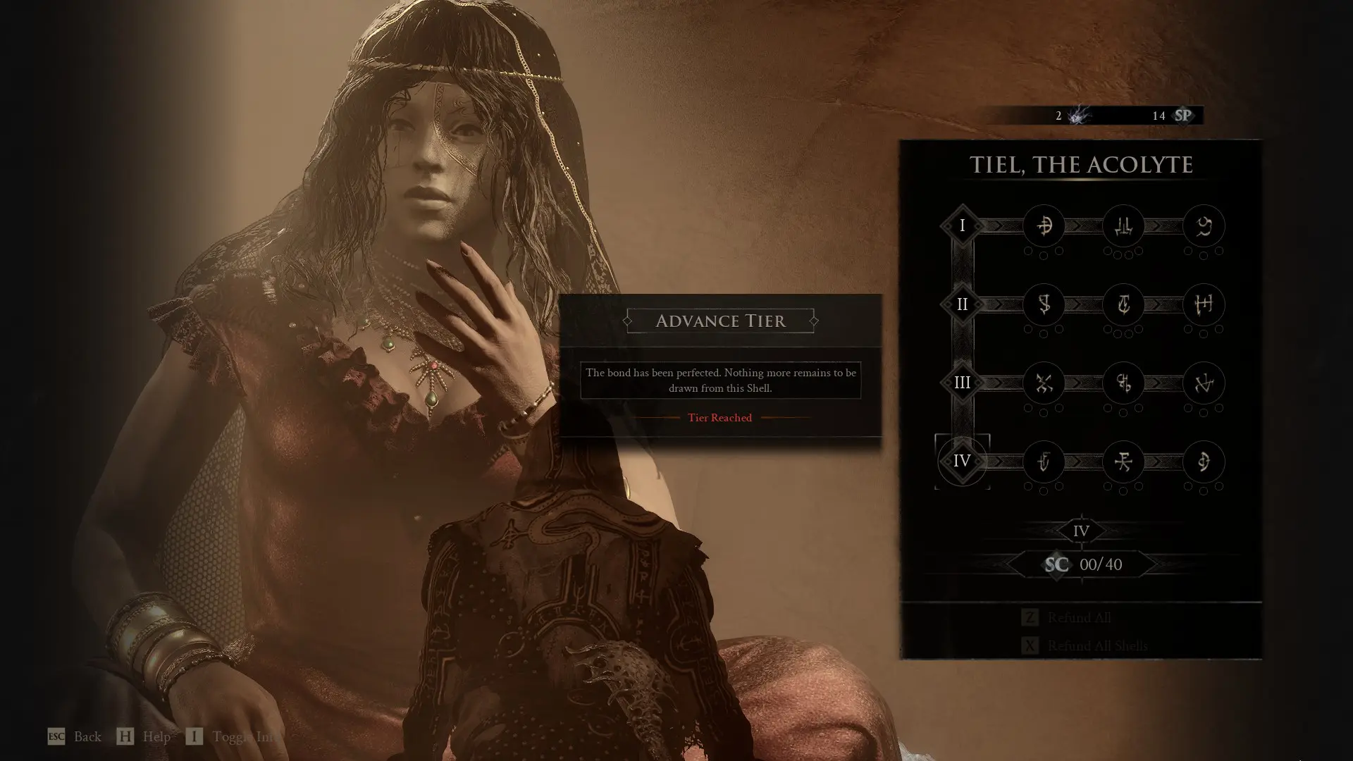 tiel's skill tree in Mortal Shell 2