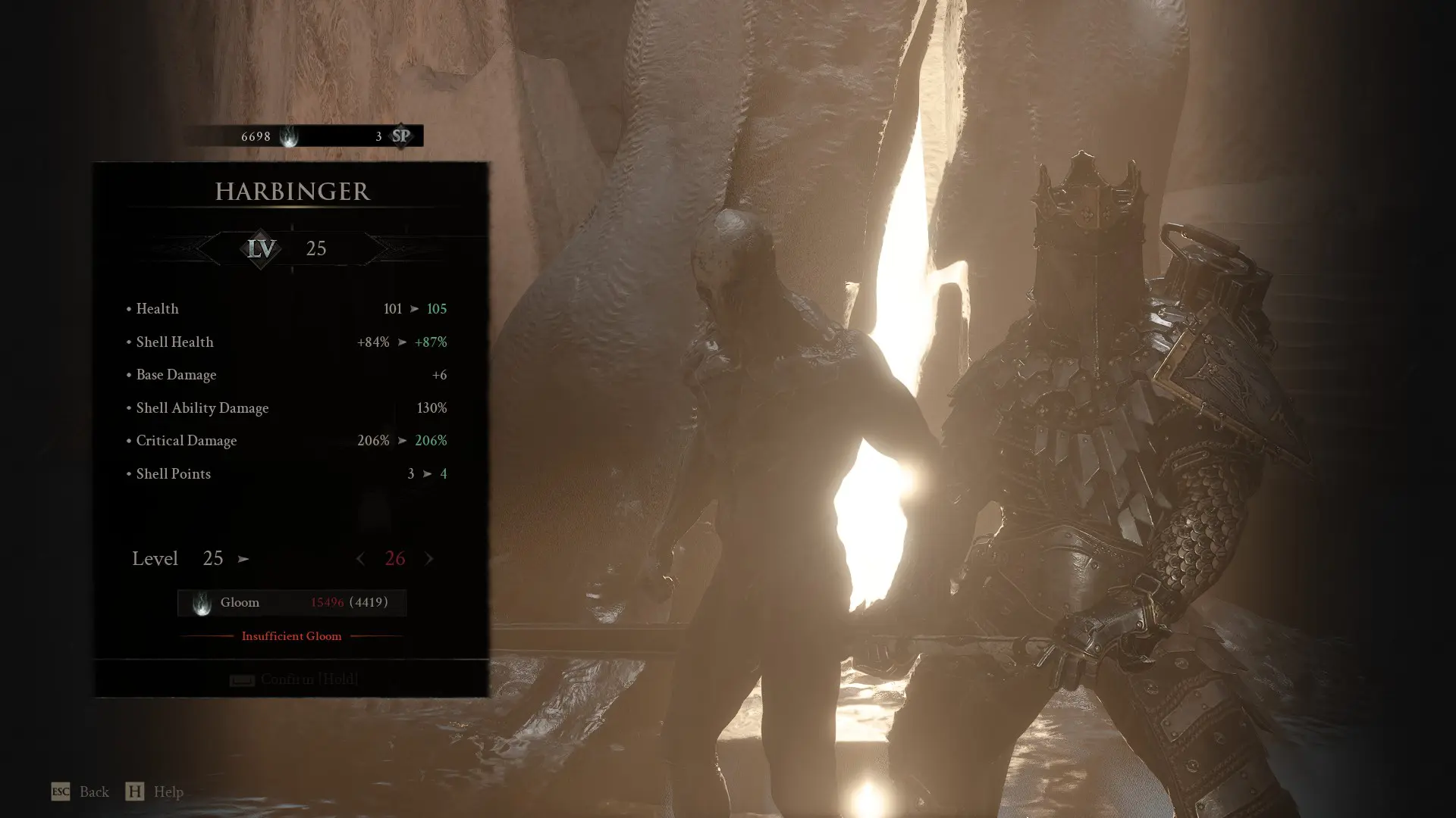 The upgrade menu for Eredrim