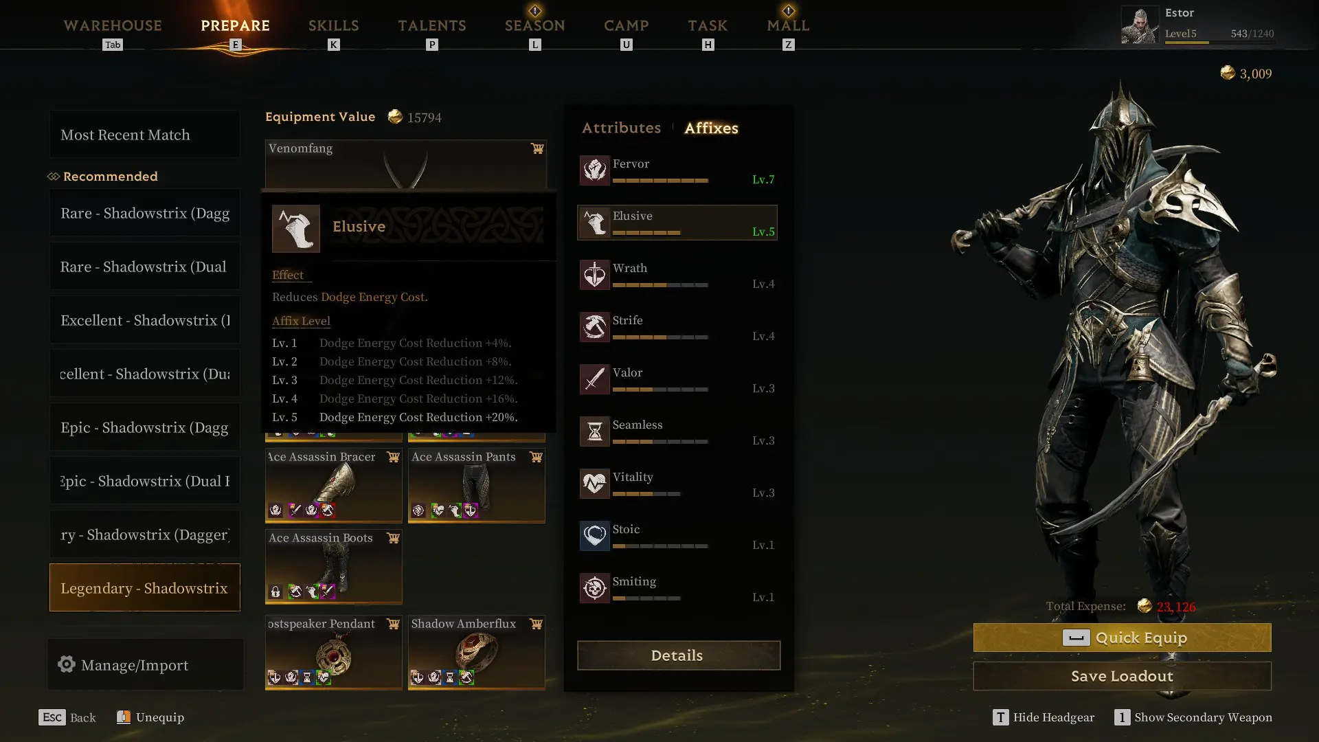 The shadowstrix build for pvp