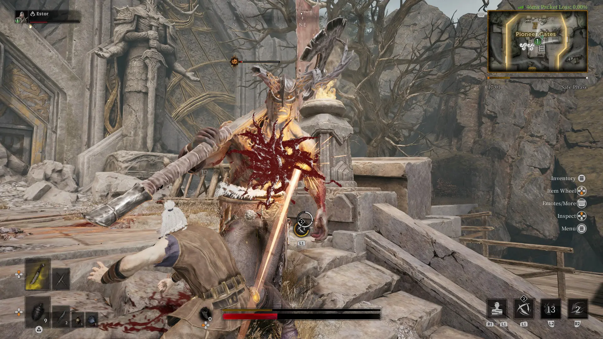 attacking an enemy with the dagger in Mistfall Hunter