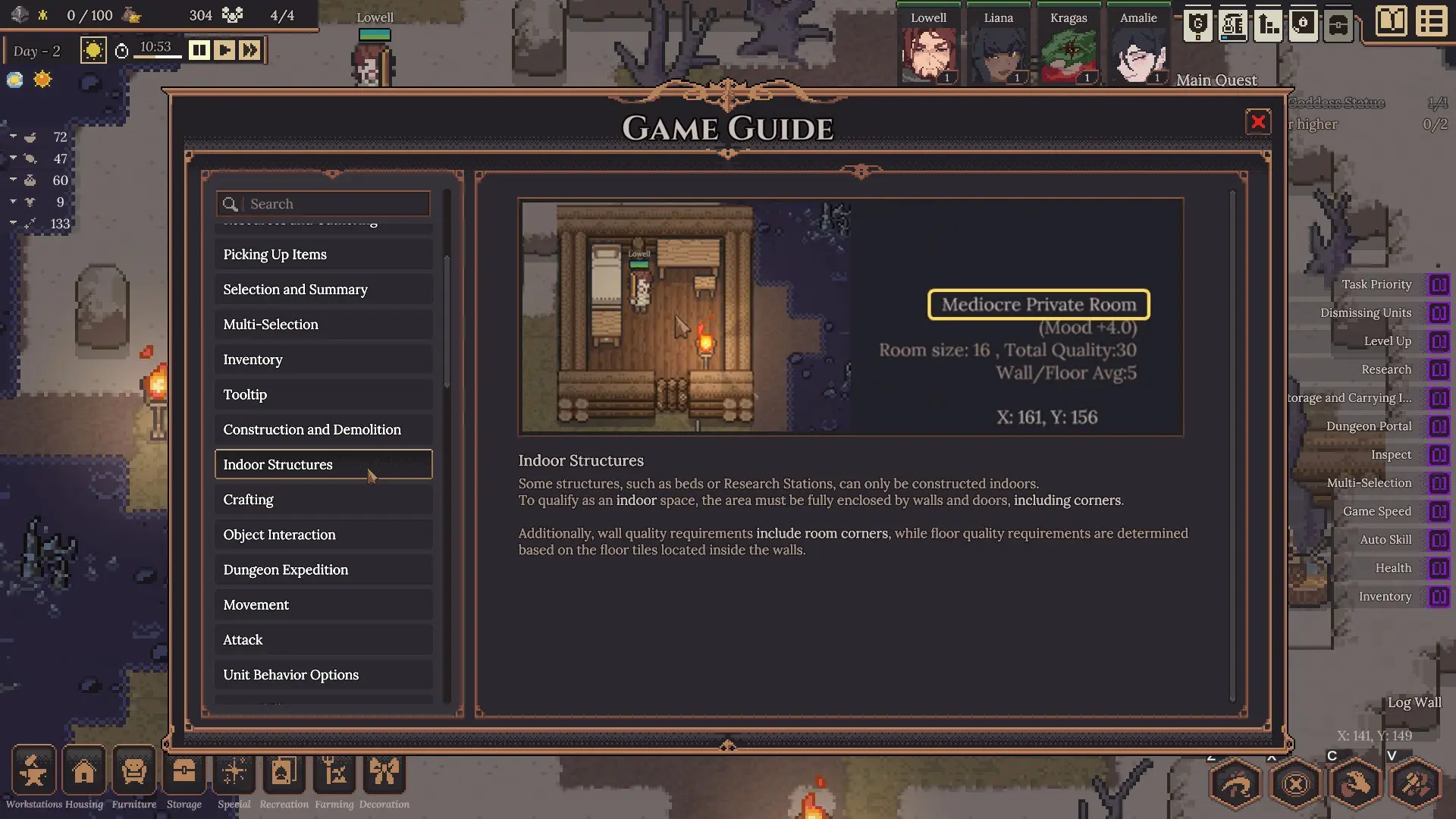 Dungeon Settlers Settlement Room Quality